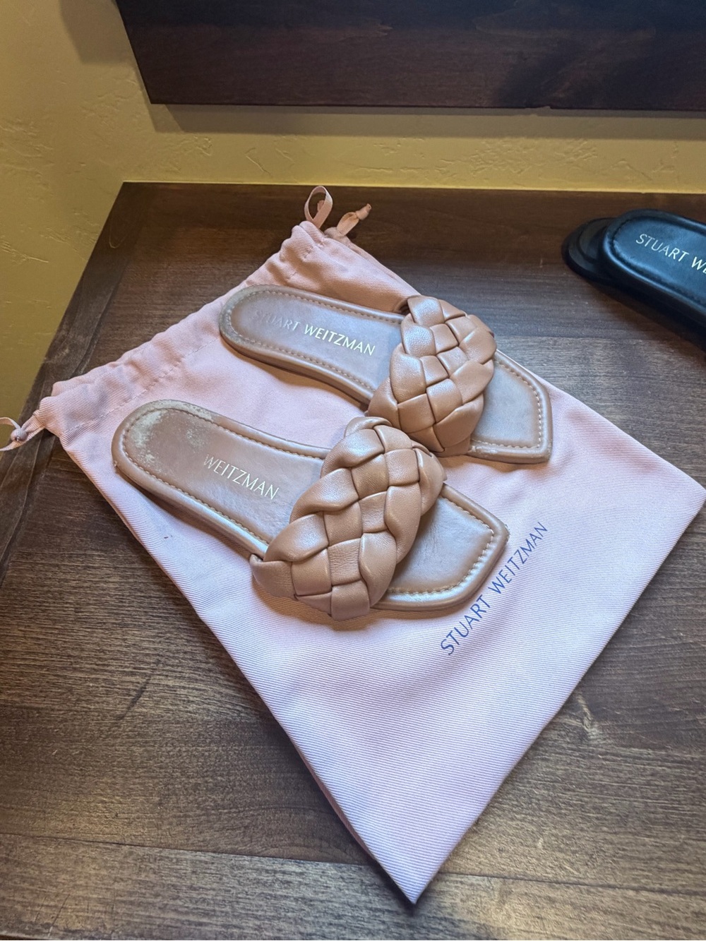 Stuart Weitzman Braided Slide Mules - Blush Pink